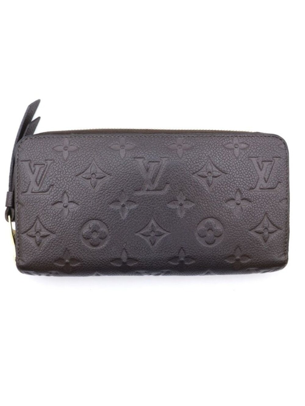 Louis Vuitton Monogram Empreinte Zippy Wallet Card Case Brown Leather Gold